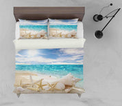 3D Tropical Beach Starfish Blue Sea Quilt Cover Set Bedding Set Duvet Cover Pillowcases JN 1180- Jess Art Decoration