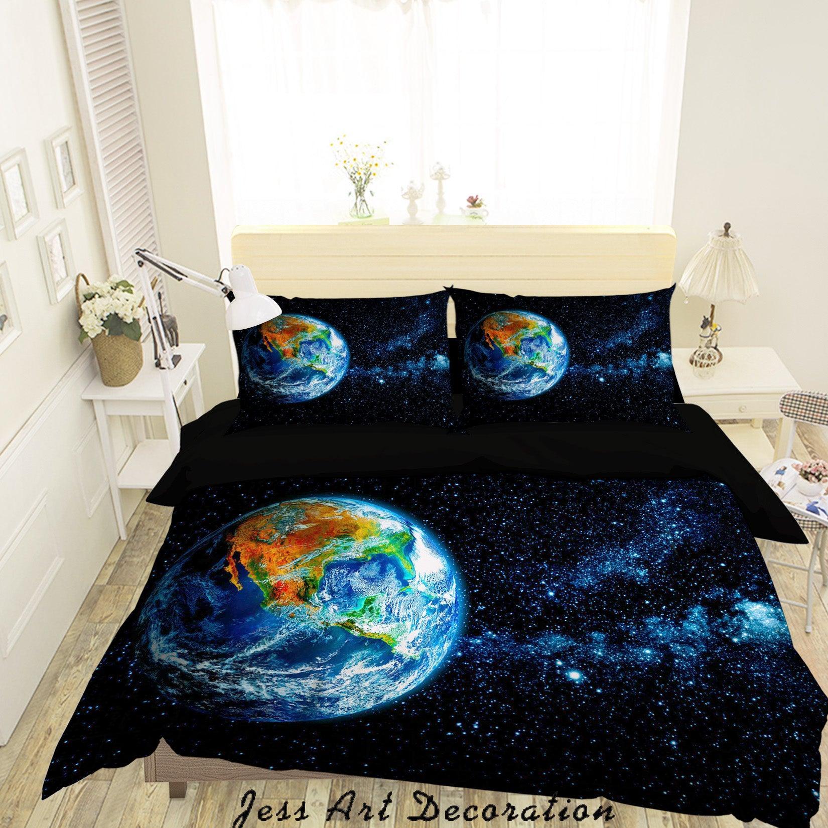 3D Black Planet Star Universe Space Quilt Cover Set Bedding Set Duvet Cover Pillowcases SF11- Jess Art Decoration