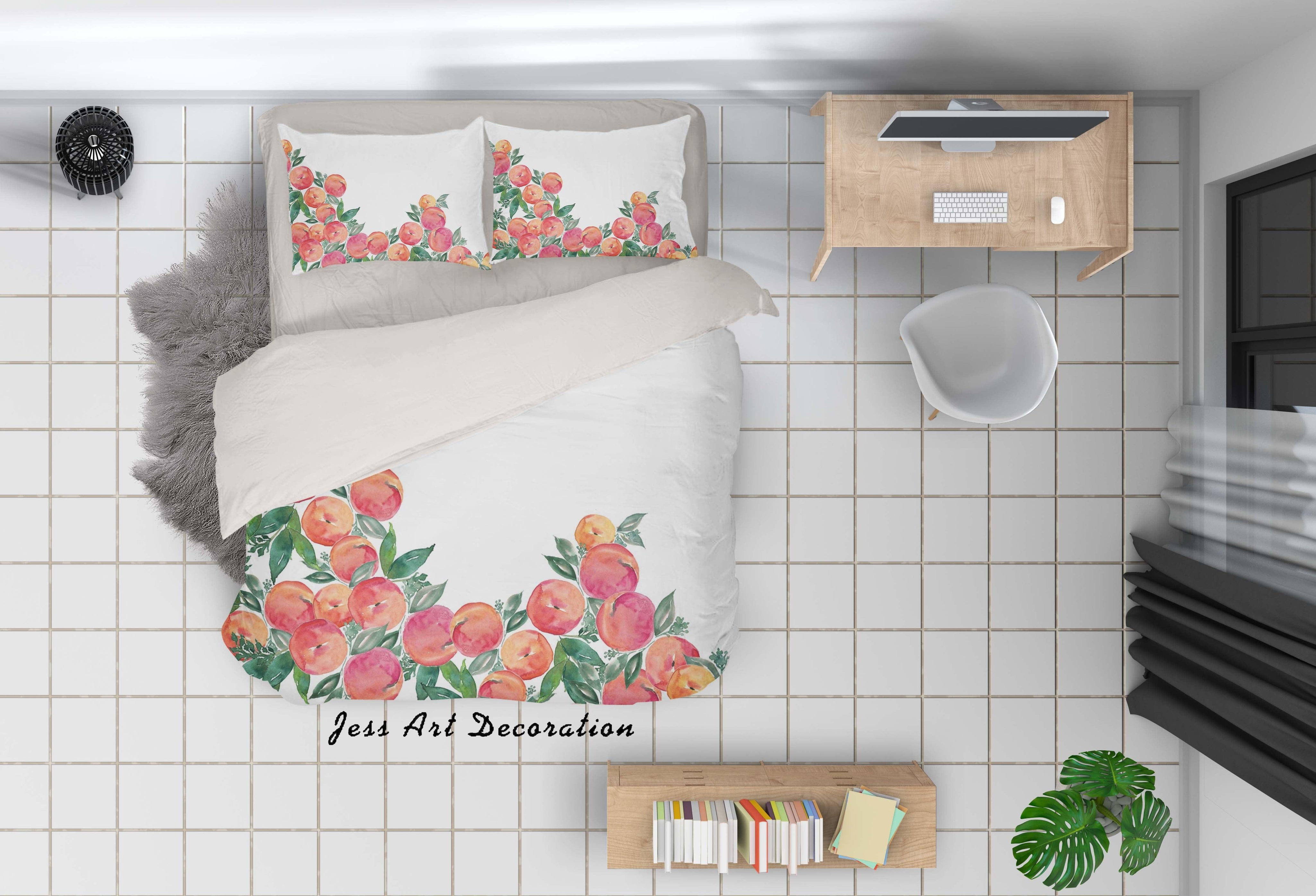 3D Watercolor Peach Quilt Cover Set Bedding Set Pillowcases 18- Jess Art Decoration