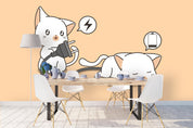 3D Cartoon White Cats Wall Mural Wallpaper 22- Jess Art Decoration