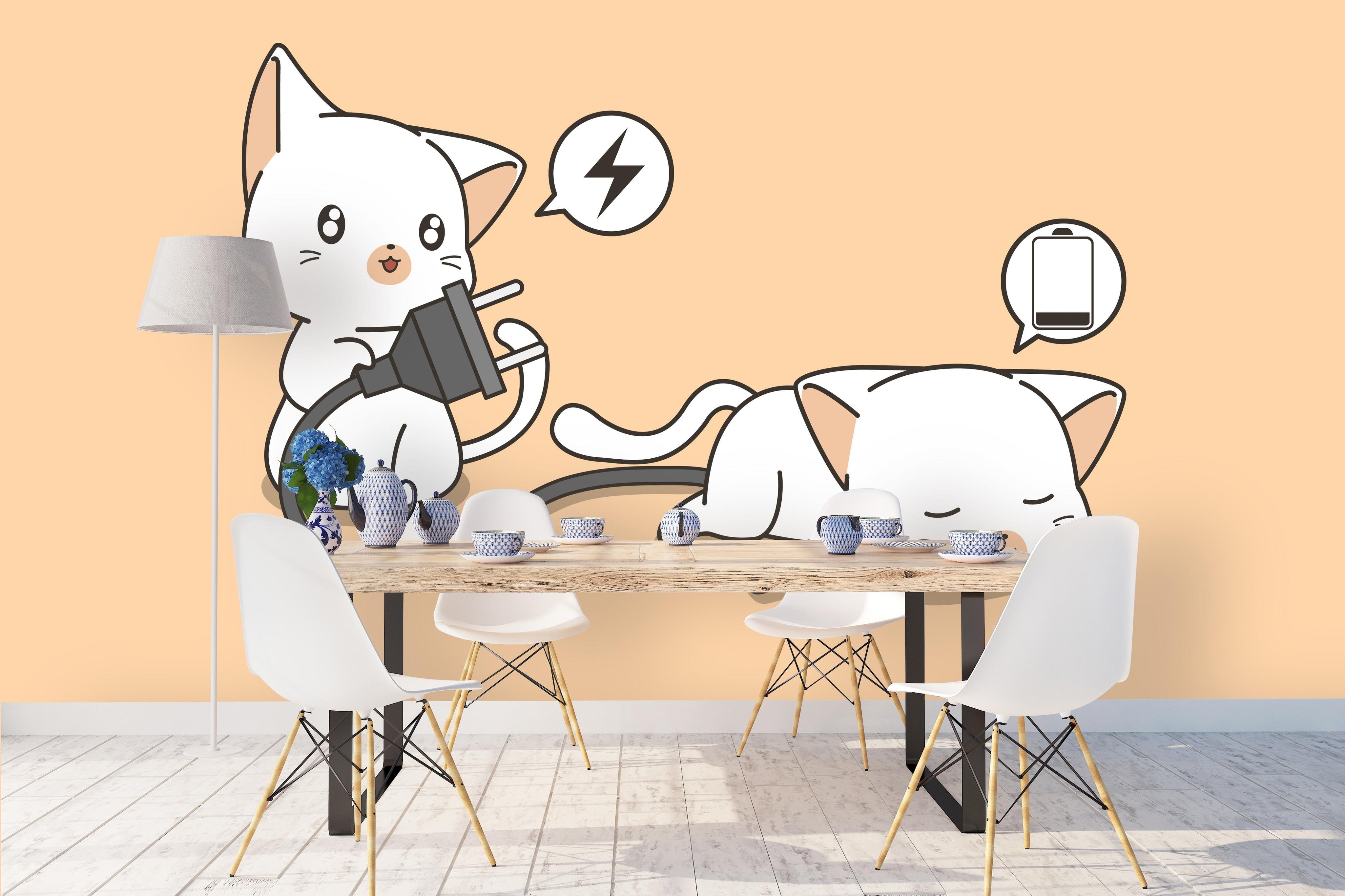 3D Cartoon White Cats Wall Mural Wallpaper 22- Jess Art Decoration