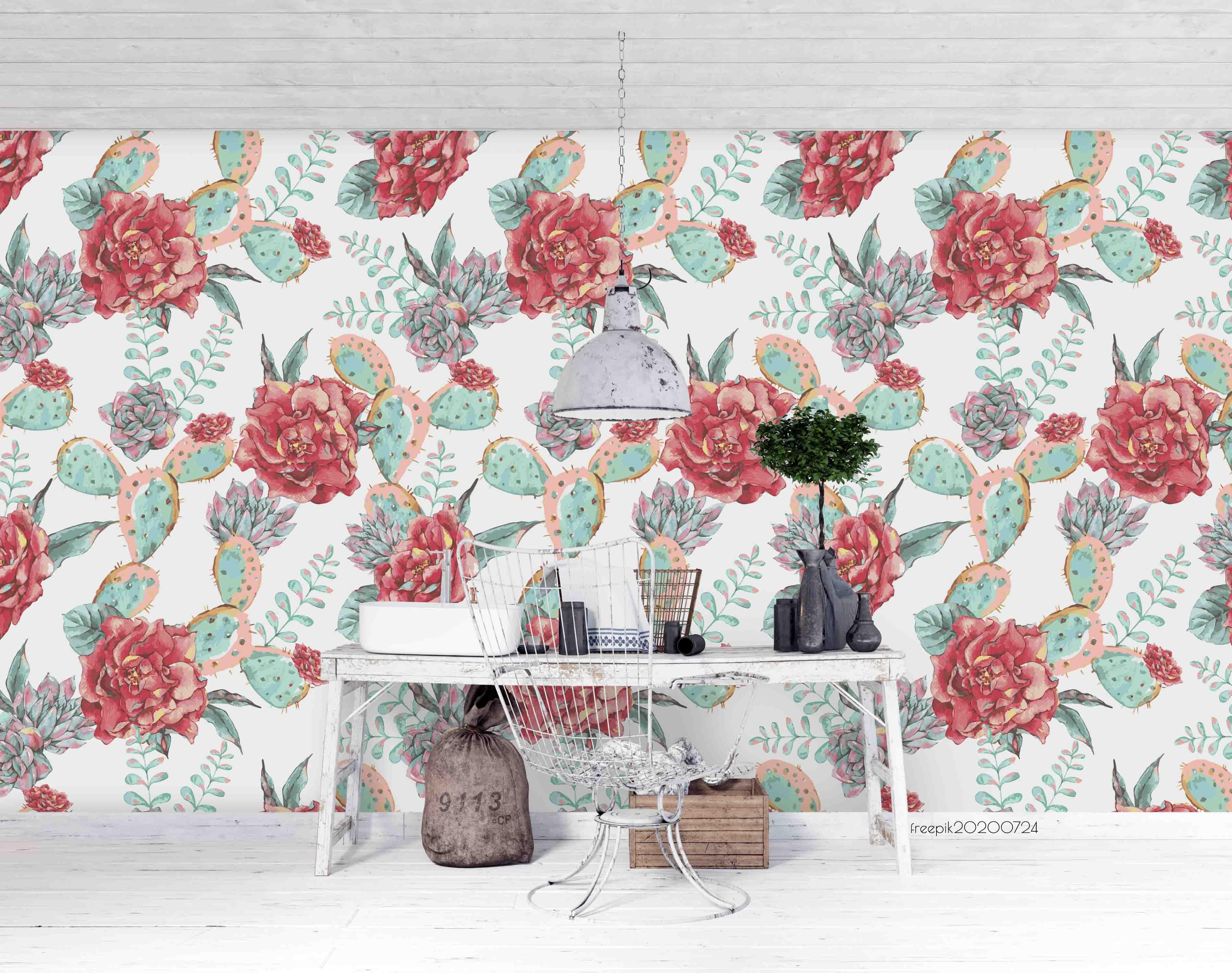 3D Vintage Hand Sketching Colorful Floral Wall Mural Wallpaper LXL 569- Jess Art Decoration