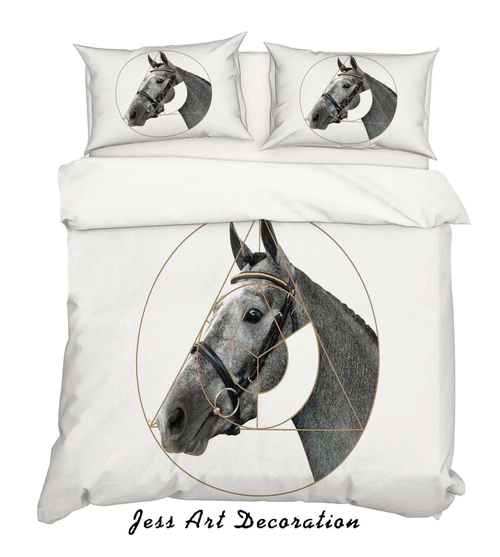 3D White Horse Quilt Cover Set Bedding Set Pillowcases 118- Jess Art Decoration