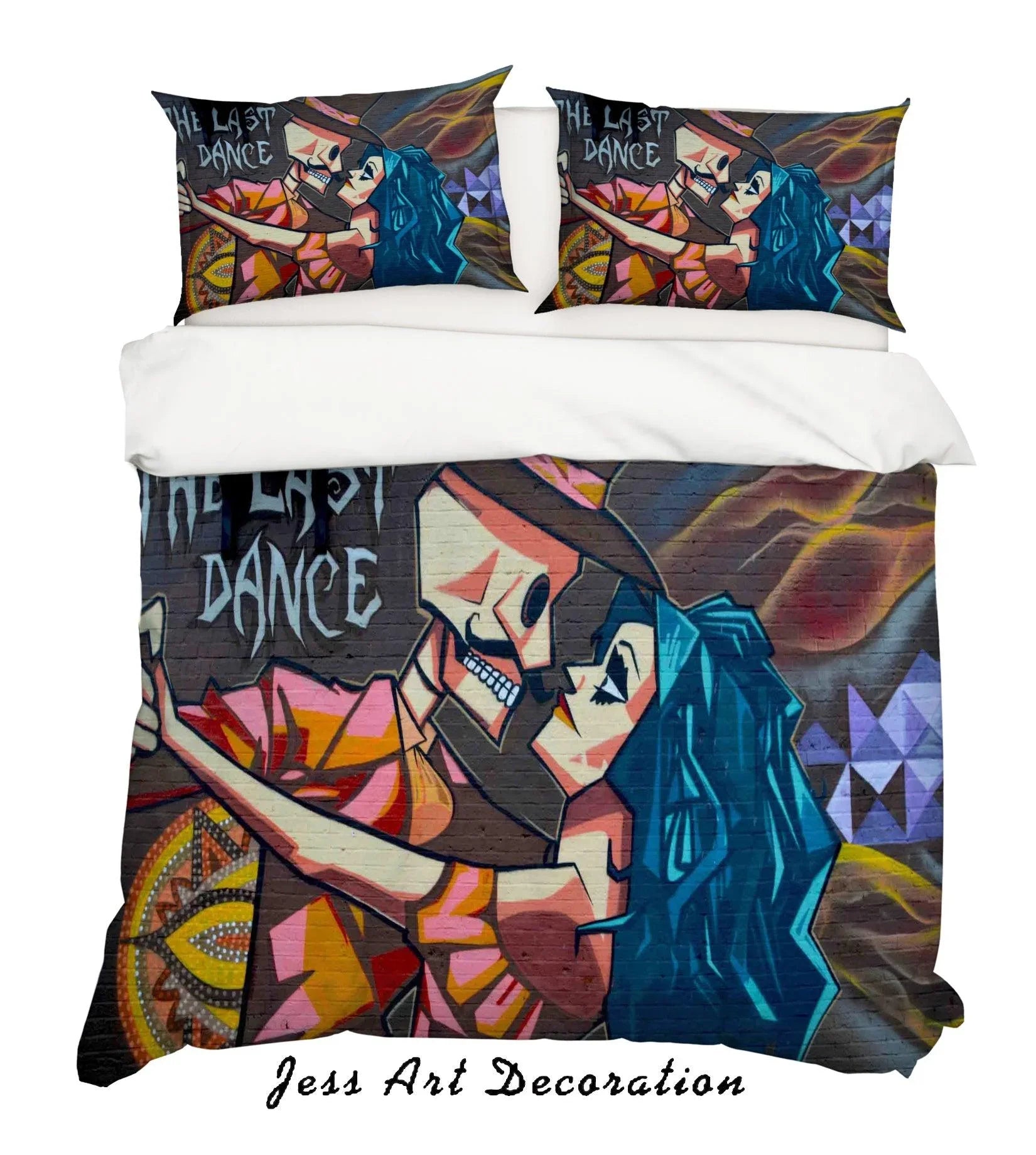3D Skull Dance Beauty Graffiti Quilt Cover Set Bedding Set Pillowcases 23- Jess Art Decoration