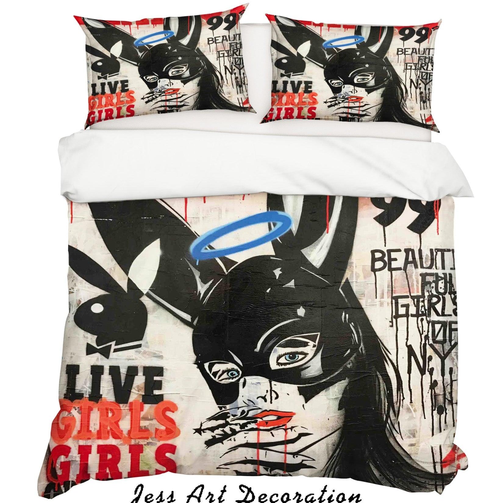 3D Abstract Live Girl Quilt Cover Set Bedding Set Duvet Cover Pillowcases LXL- Jess Art Decoration