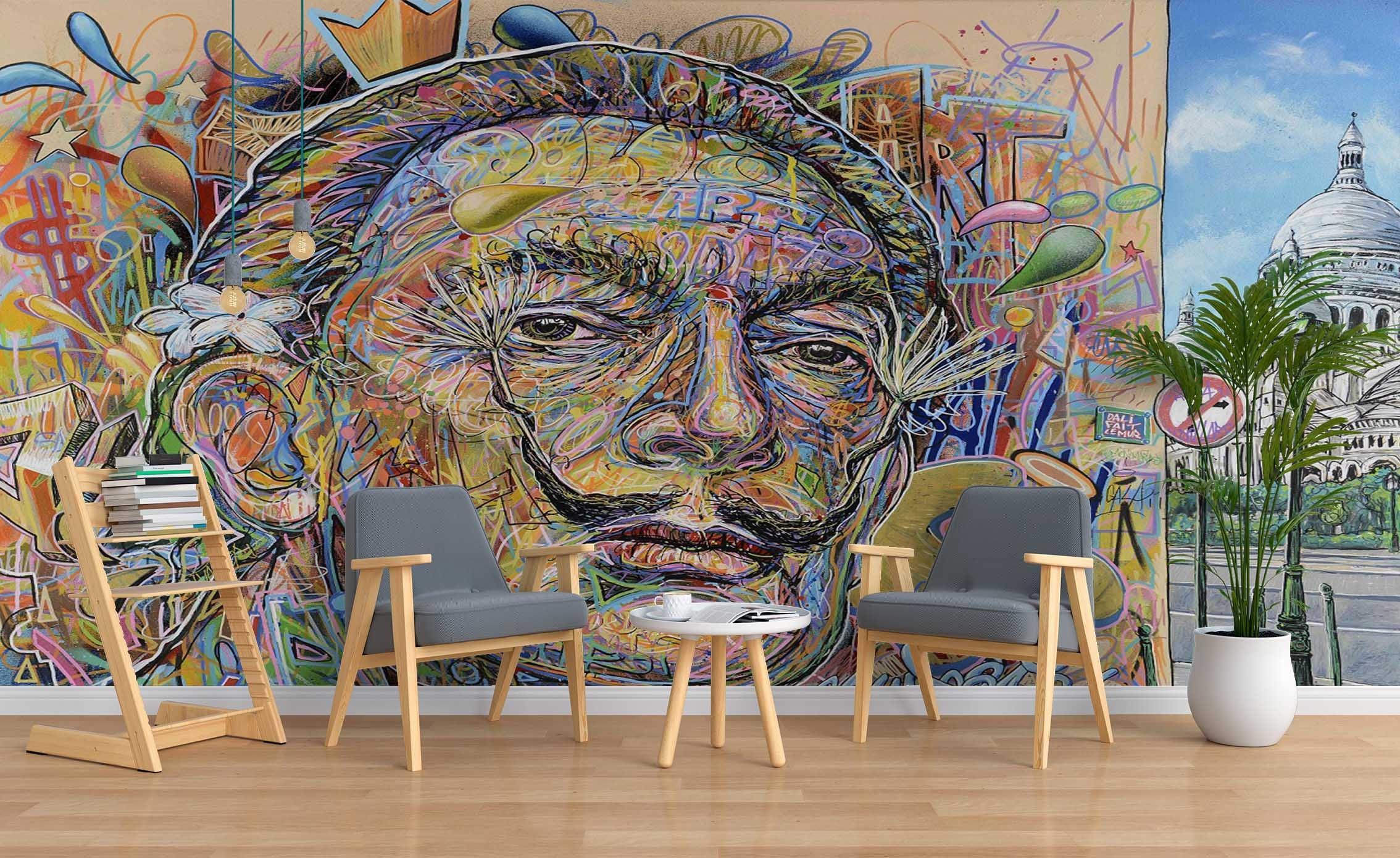 3D Graffiti Man Wall Mural Wallpaper SF39- Jess Art Decoration