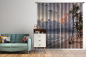 3D Beach Sea Spray Sky Blue Landscape Tropical Plant Curtains and Drapes LLL 281- Jess Art Decoration