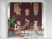 3D Red Background Bubble Tea Pearl Tea Milk Tea Shop Wall Mural Wallpaper JN 19- Jess Art Decoration