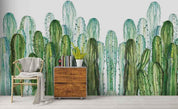 3D Hand Drawn Green Cactus Wall Mural Wallpaper LQH 168- Jess Art Decoration