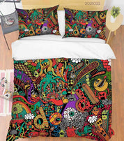 3D Abstract Color Illustration Art Doodle Quilt Cover Set Bedding Set Duvet Cover Pillowcases 102- Jess Art Decoration