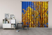 3D Tree Sunshine Golden Leaf Blue Sky Curtains and Drapes GD 3469- Jess Art Decoration
