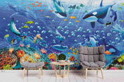 3D Animal Ocean World Fishes Mural Wallpaper WJ 1306- Jess Art Decoration