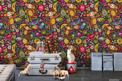 Cartoon Banana Monkey Animal Floral Partten Wall Mural Wallpaper LXL- Jess Art Decoration