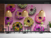 3D Purple Doughnut Camaron Wall Mural Wallpaper SWW98- Jess Art Decoration