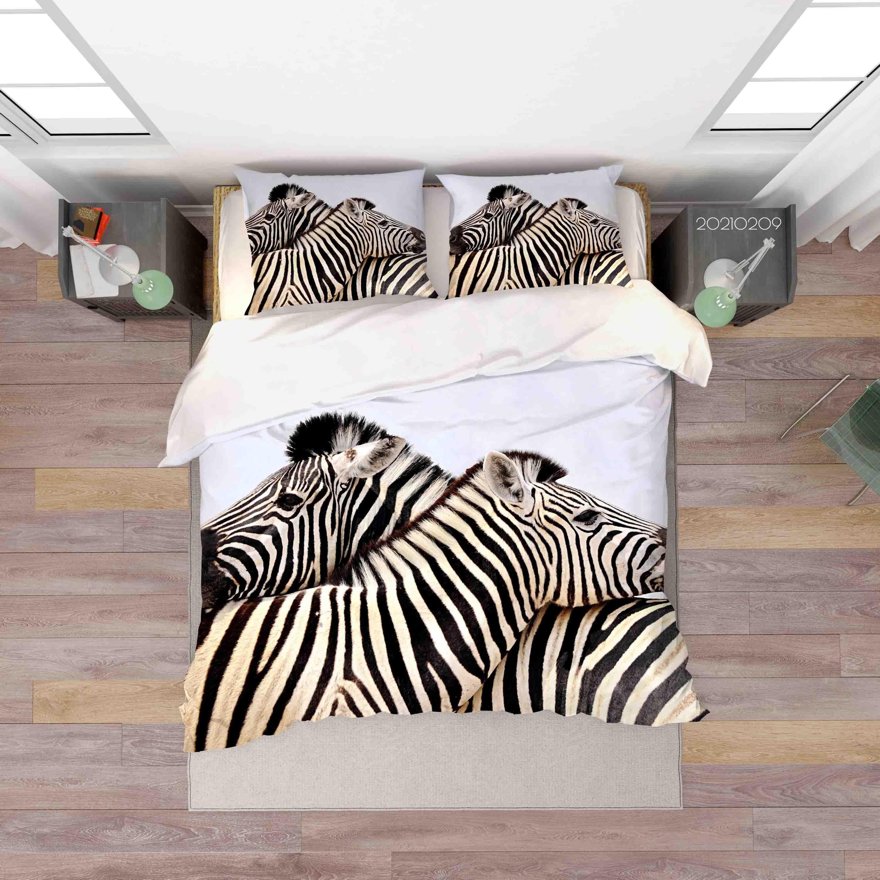3D Wild Animal Zebra Quilt Cover Set Bedding Set Duvet Cover Pillowcases 221- Jess Art Decoration