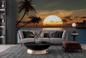 3D Sun Sea Surface Coconut Tree Wall Mural Wallpaper GD 2416- Jess Art Decoration