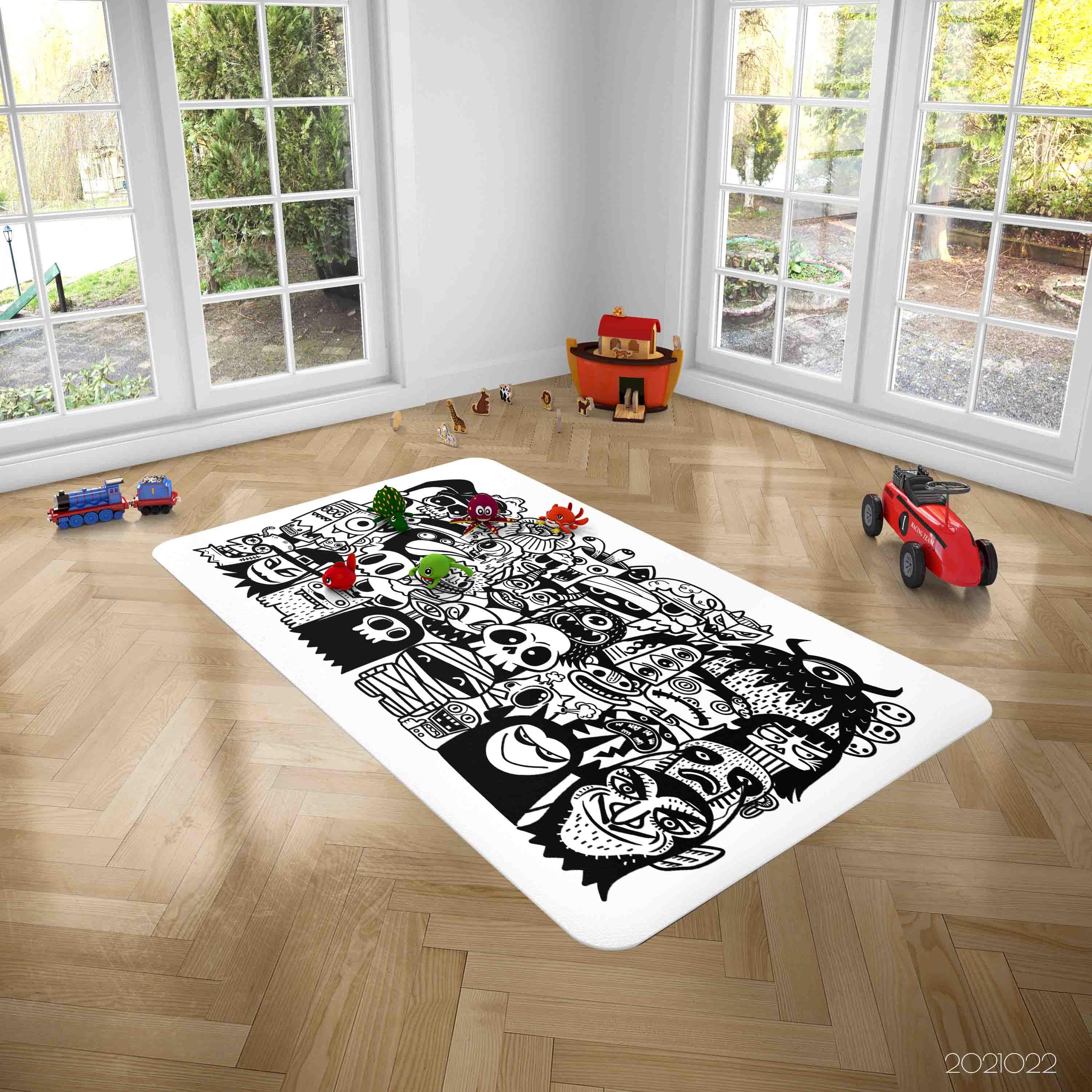 3D Abstract Monster Doodle Non-Slip Rug Mat 195- Jess Art Decoration