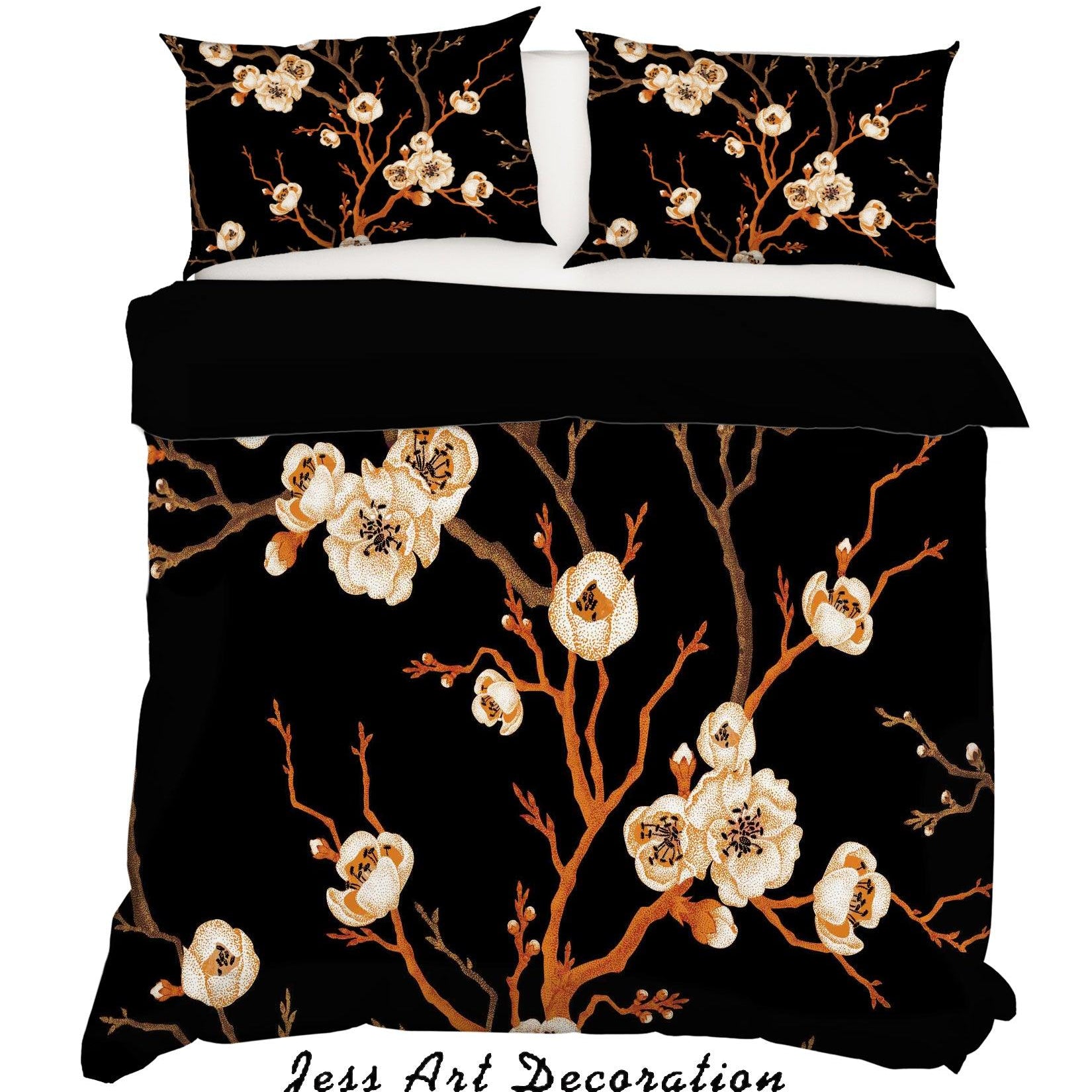 3D White Floral Black Quilt Cover Set Bedding Set Pillowcases 29- Jess Art Decoration