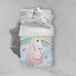 3D Rainbow Unicorn Quilt Cover Set Bedding Set Pillowcases 123- Jess Art Decoration