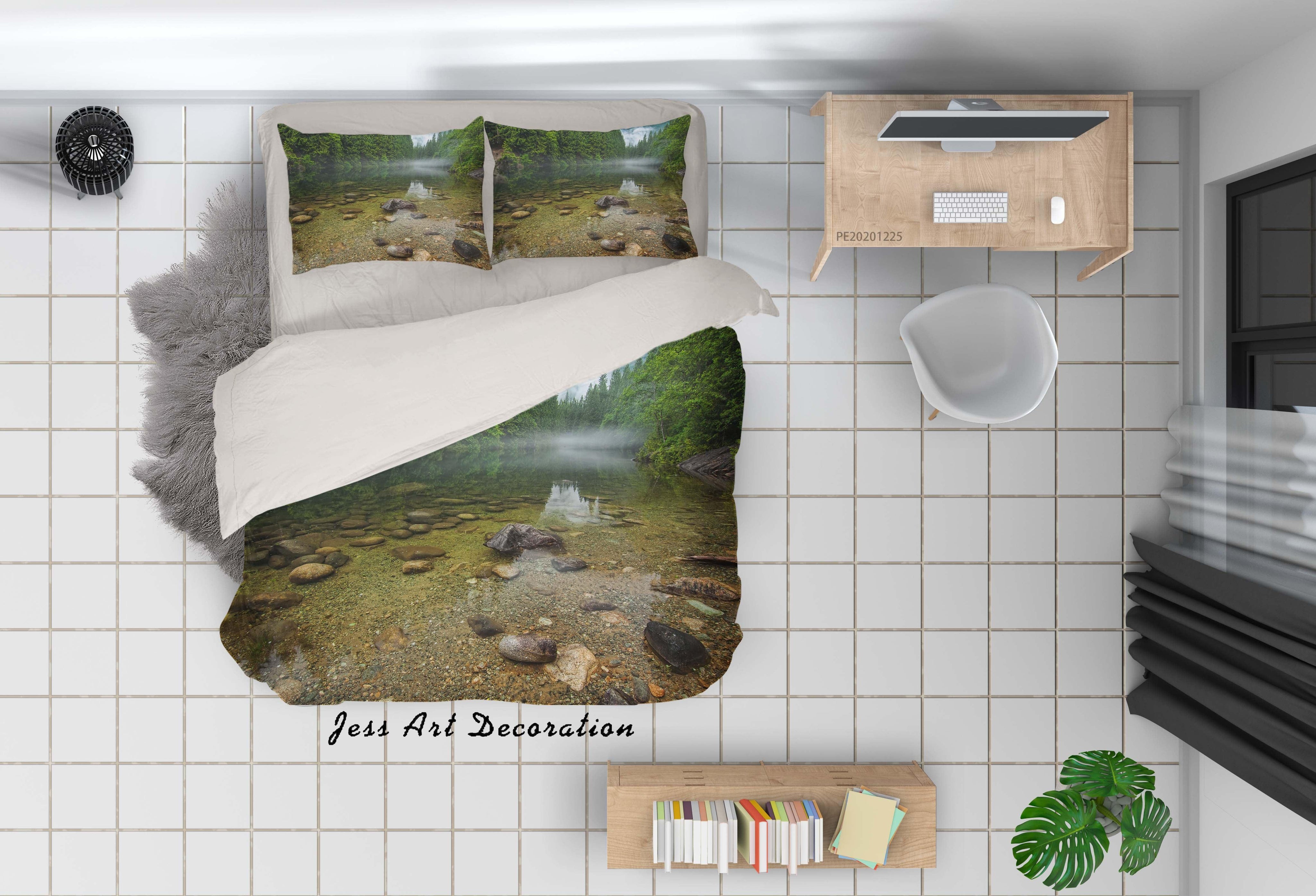3D Green Forest Lake Landscape Quilt Cover Set Bedding Set Duvet Cover Pillowcases 42- Jess Art Decoration