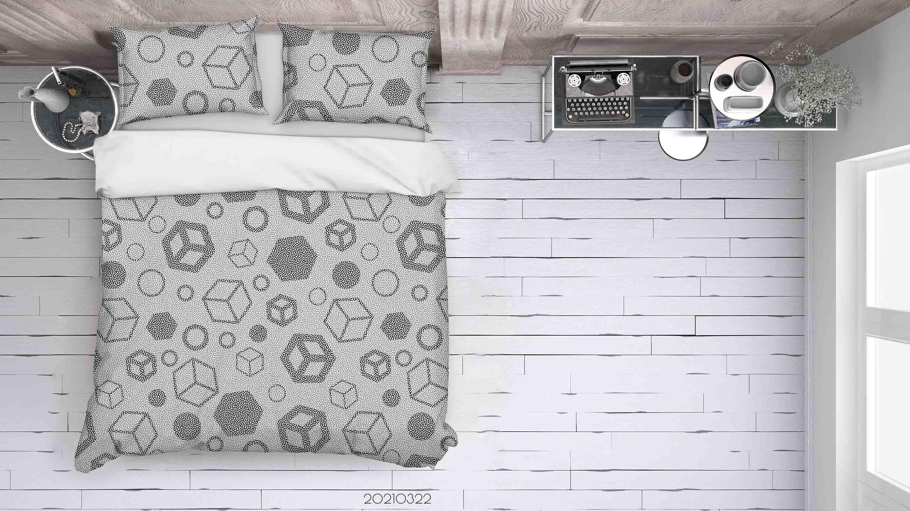 3D Abstract Grey Geometric Pattern Quilt Cover Set Bedding Set Duvet Cover Pillowcases LQH 2- Jess Art Decoration