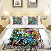 3D Graffiti Colorful Abstract Monster Quilt Cover Set Bedding Set Duvet Cover Pillowcases LXL- Jess Art Decoration