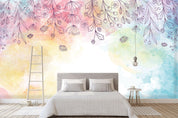 3D Watercolor Leaves Wall Mural Wallpaper 2- Jess Art Decoration