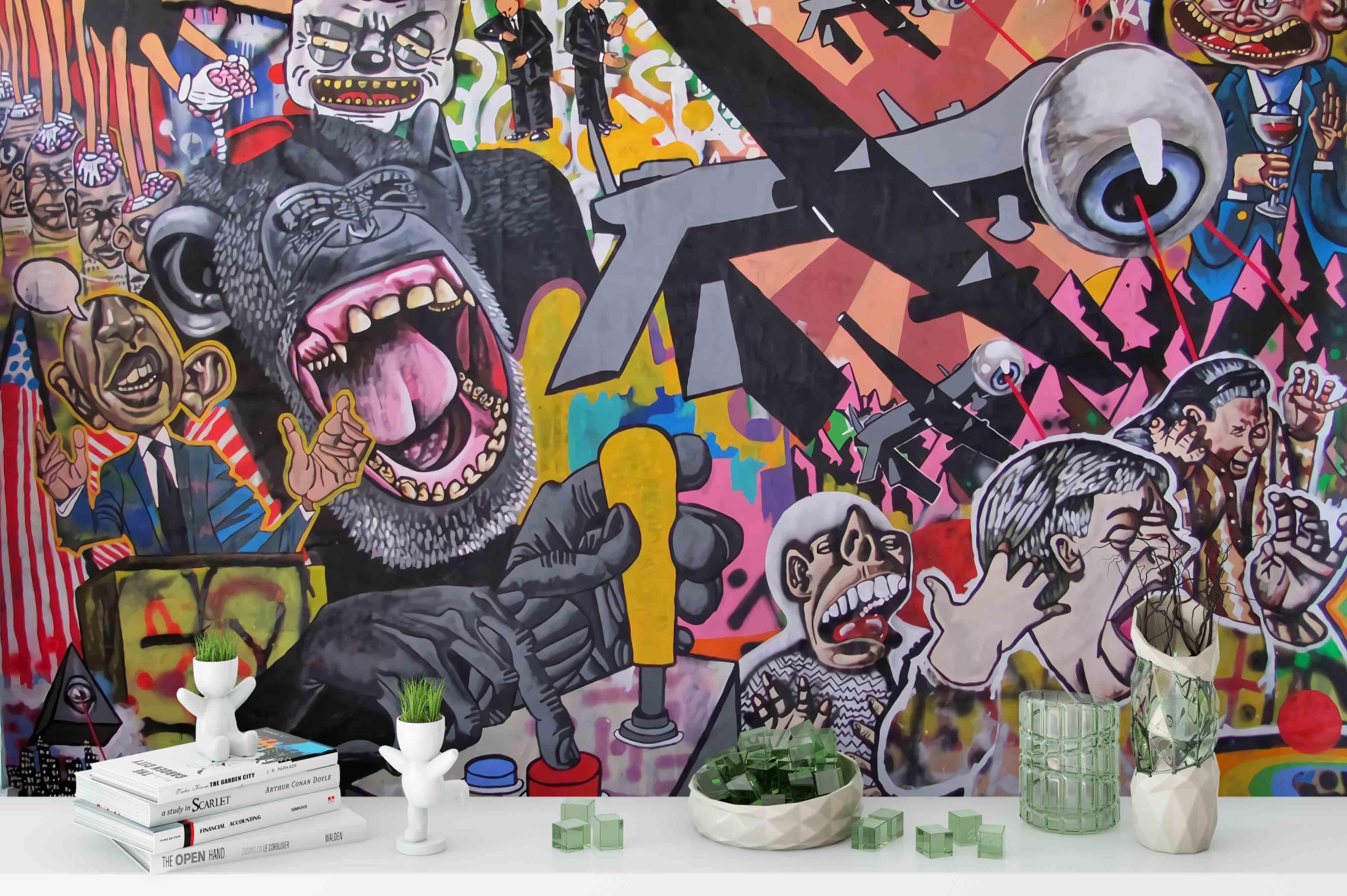 3D Graffiti Obama Gorilla Wall Mural Wallpaper 245- Jess Art Decoration