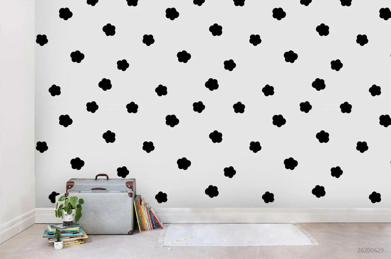 3D Black Flower Pattern Wall Mural Wallpaper A407 LQH- Jess Art Decoration