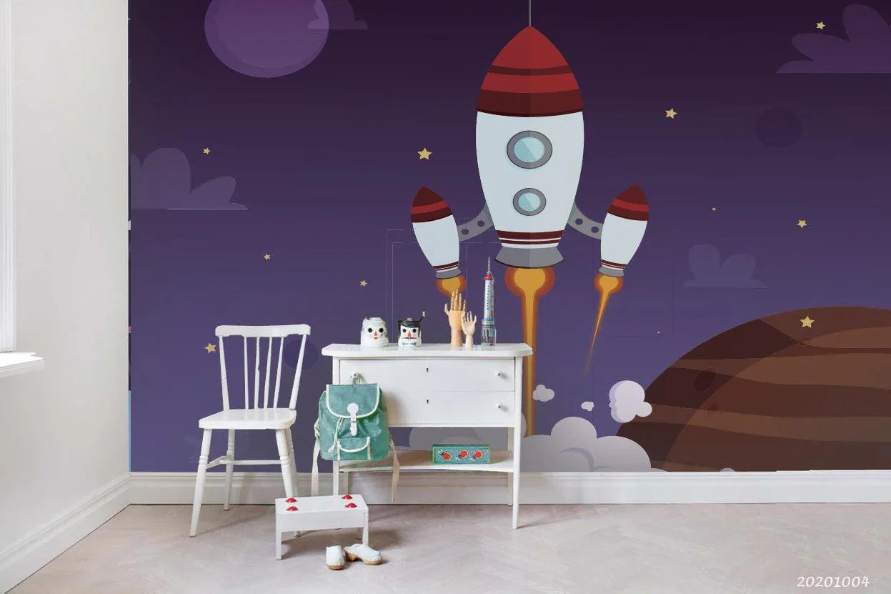 3D Cartoon Planet Astronaut Wall Mural Wallpaper WJ 3440- Jess Art Decoration