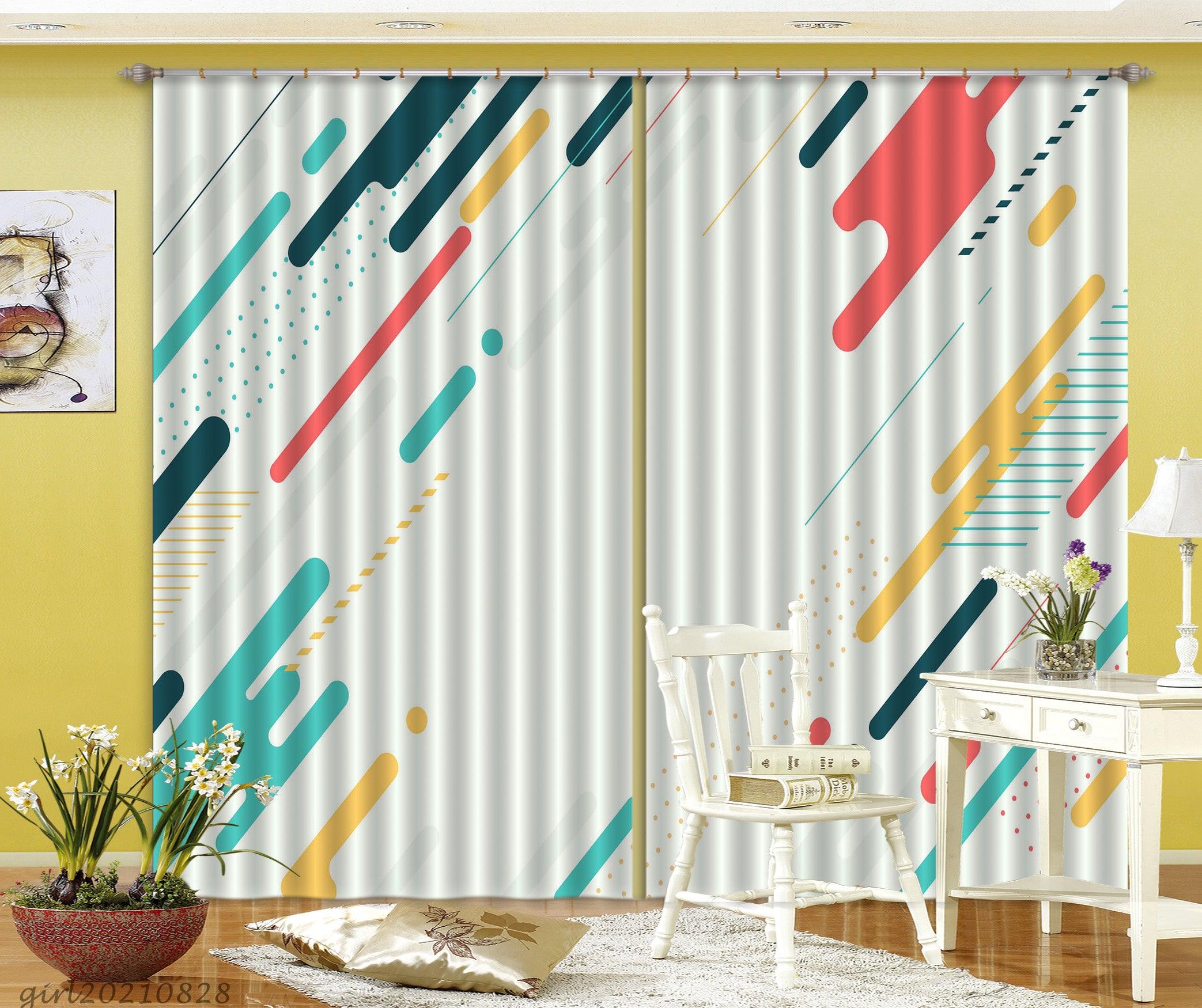 3D Abstract Color Geometry Curtains and Drapes LQH 71- Jess Art Decoration
