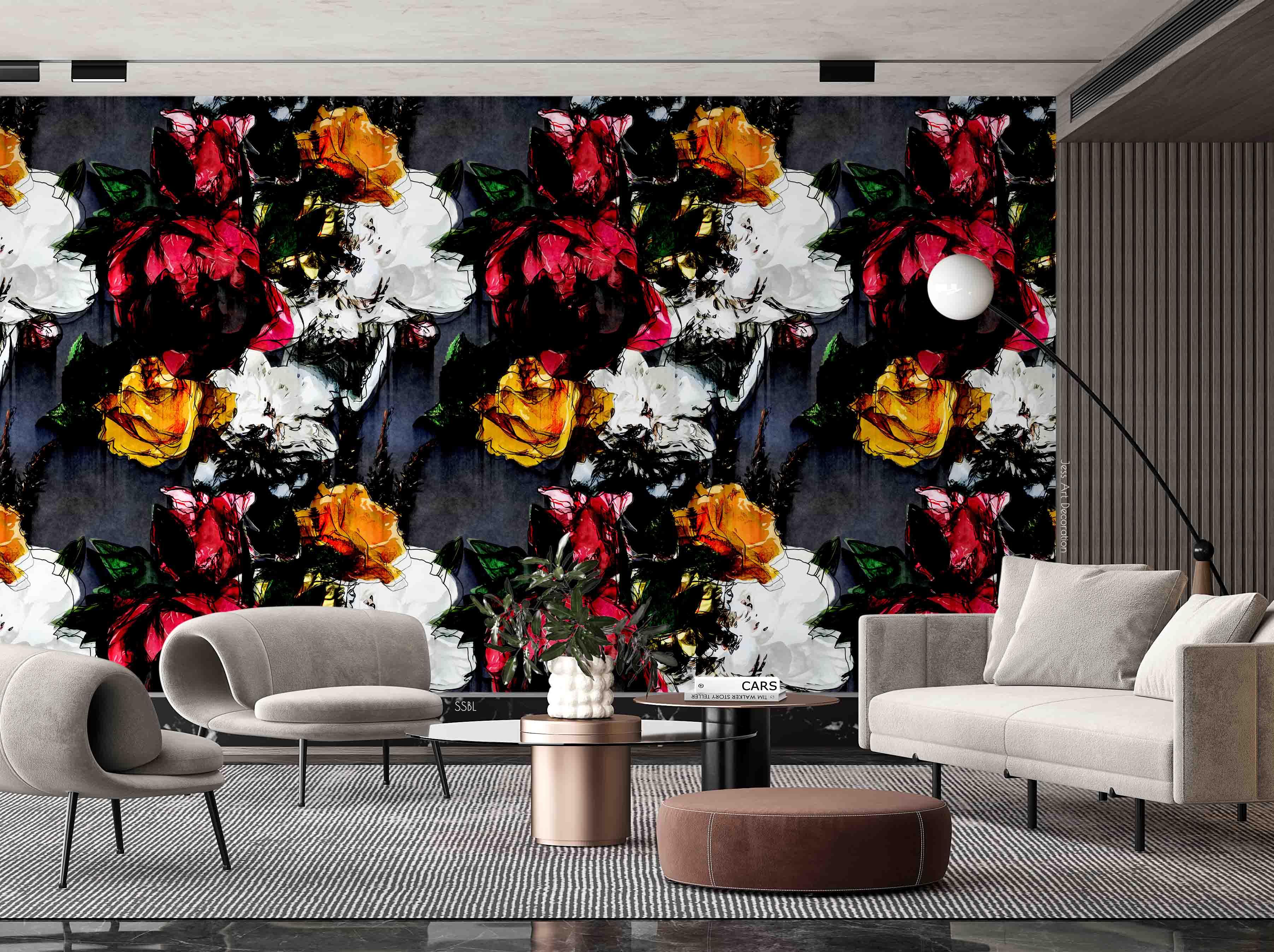 3D Abstract Vintage Colorful Flowers Oil Painting Pattern Wall Mural Wallpaper GD 3636- Jess Art Decoration
