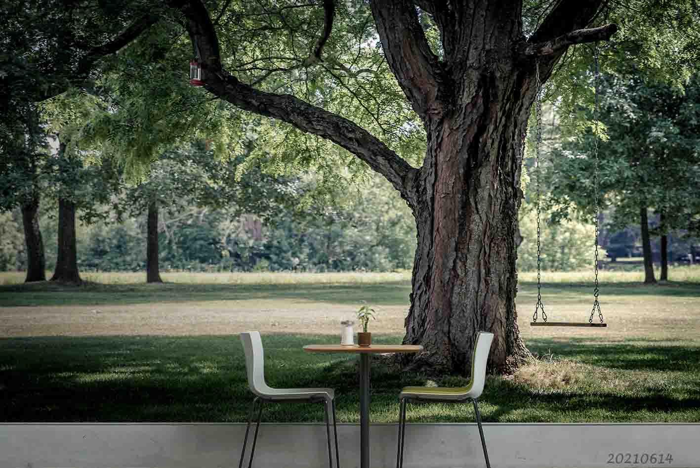 3D Woods Big Tree Park Wall Mural Wallpaper SWW2405- Jess Art Decoration