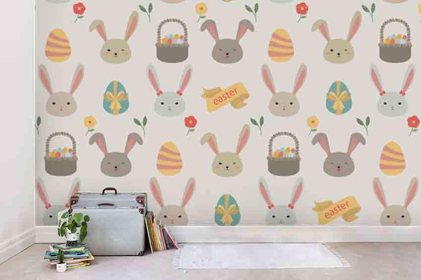 3D Cartoon Rabbit Wall Mural Wallpaper A221 LQH- Jess Art Decoration