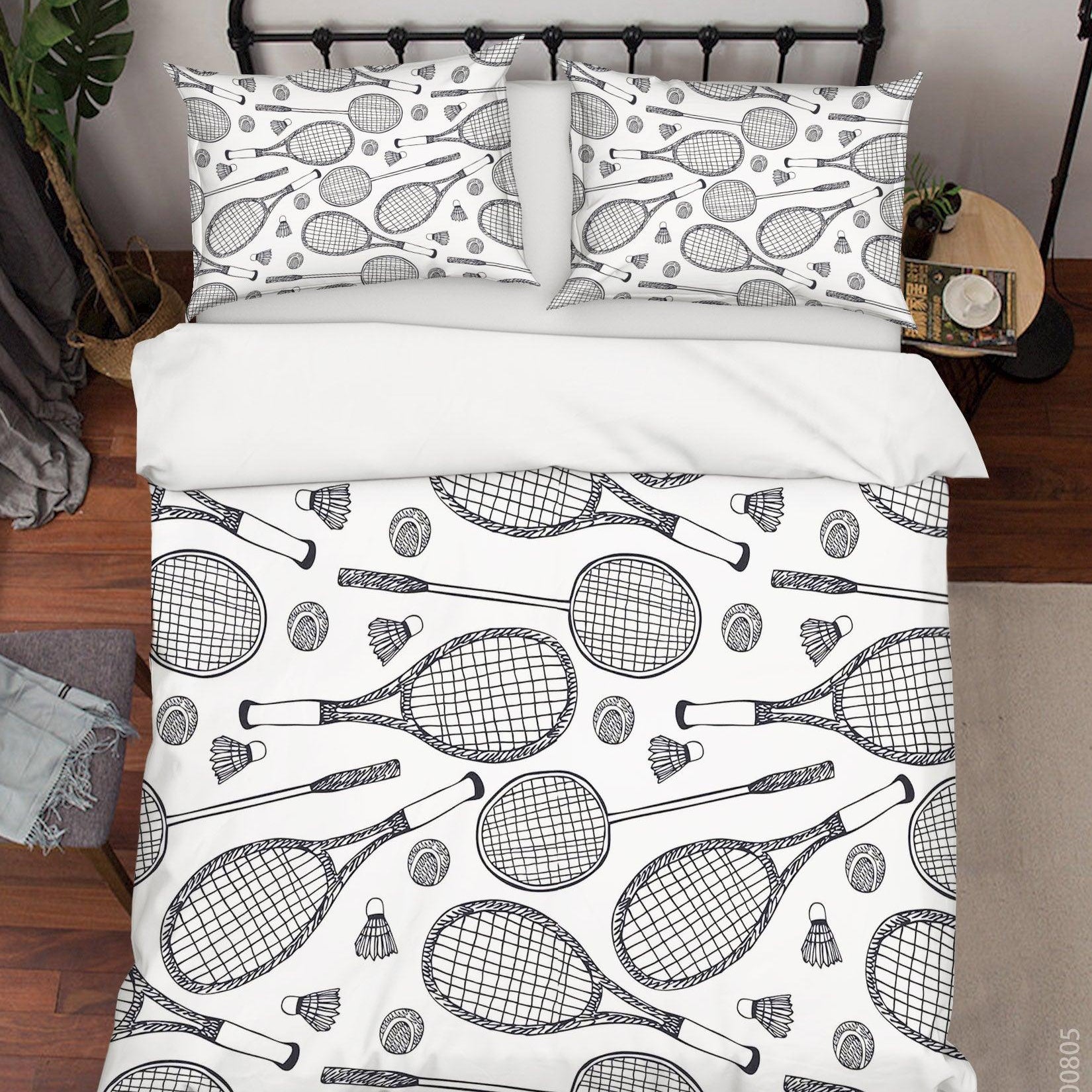 3D Badminton Racket Quilt Cover Set Bedding Set Duvet Cover Pillowcases LXL 295- Jess Art Decoration