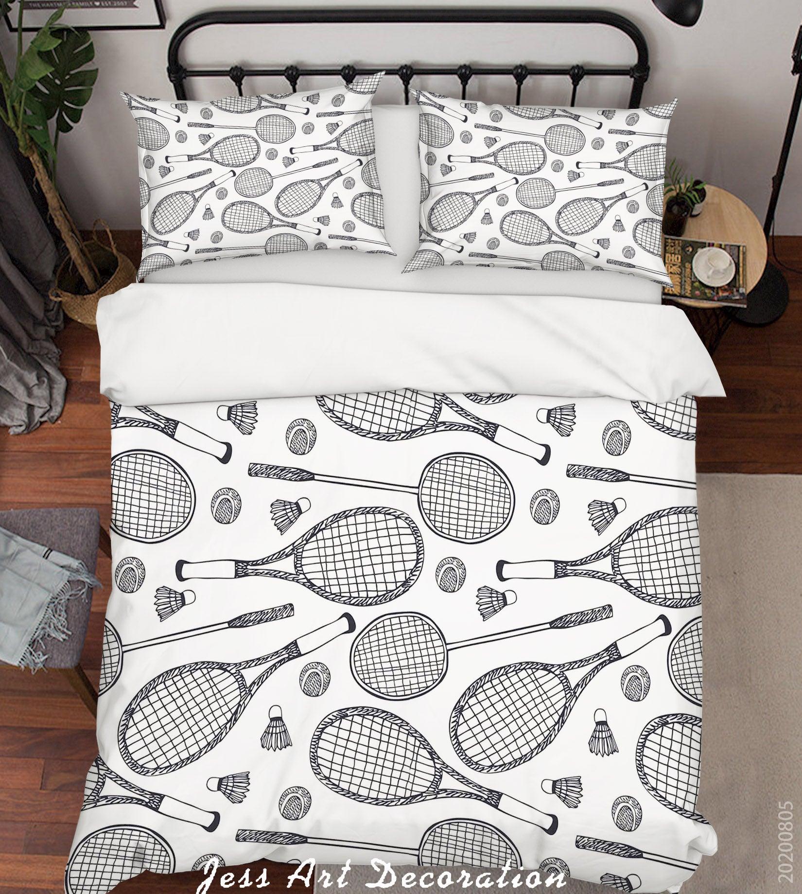 3D Badminton Racket Quilt Cover Set Bedding Set Duvet Cover Pillowcases LXL 295- Jess Art Decoration
