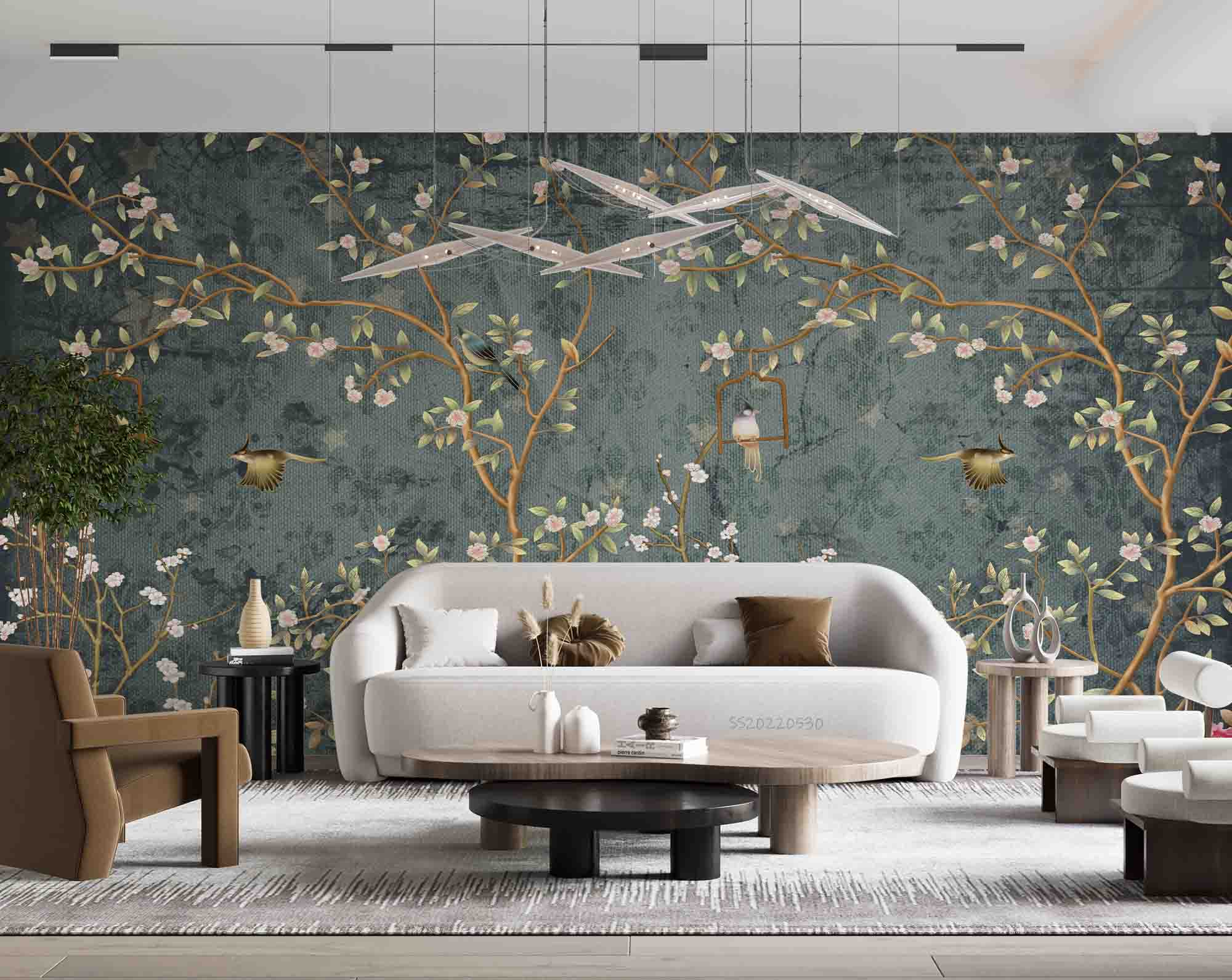 3D Vintage Branch Bird Leaf Floral Wall Mural Wallpaper GD 9- Jess Art Decoration