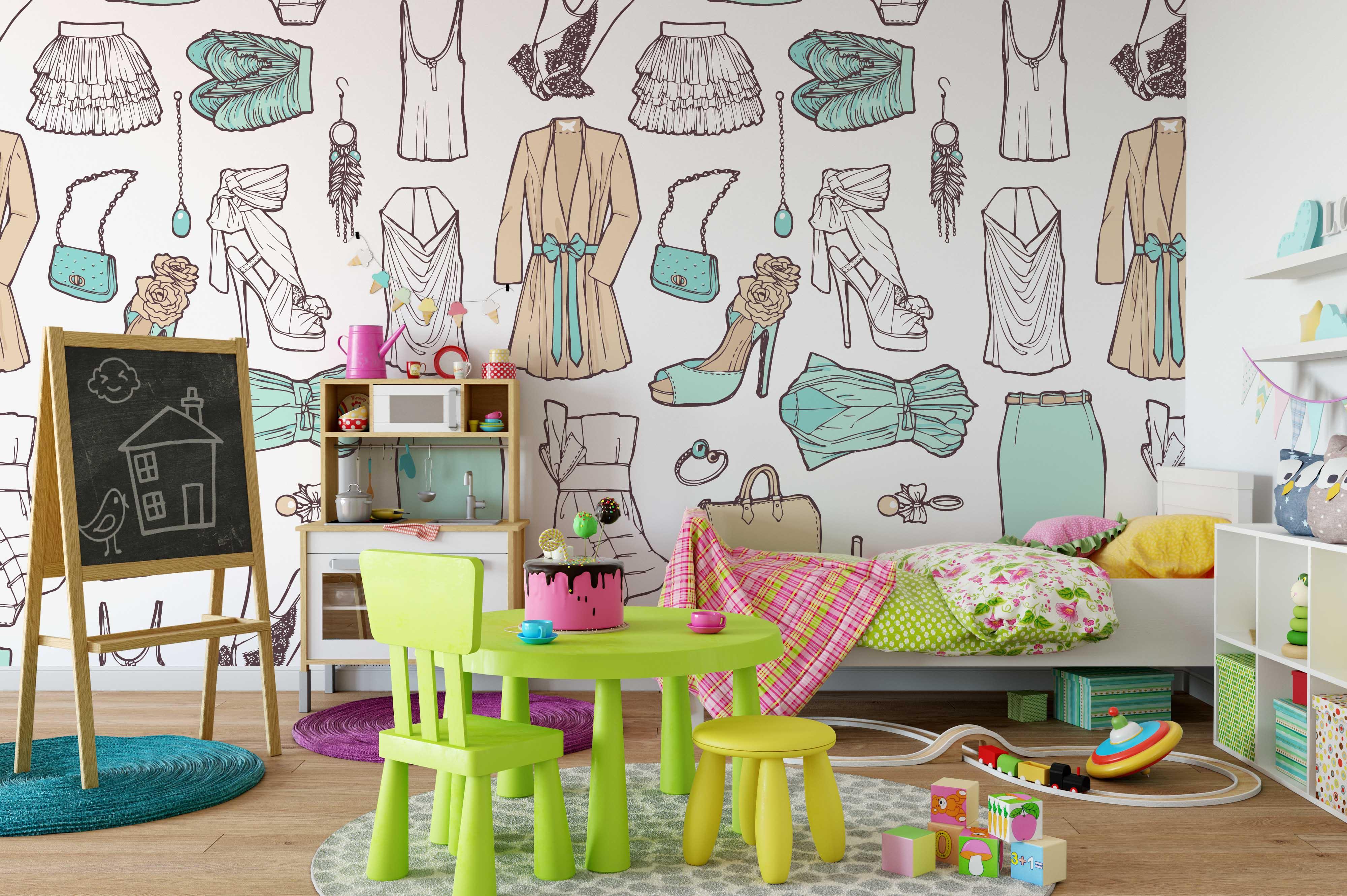 3D Girls' Clothes Hats Shoes Wall Mural Wallpaper 143- Jess Art Decoration