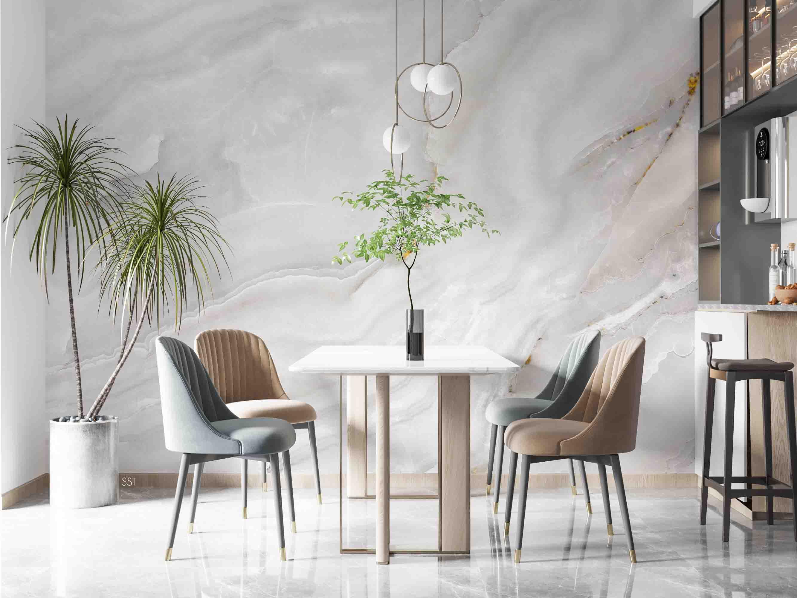 3D Light Grey Marble minimal grey marble surface wall mural wallpaper for dining room