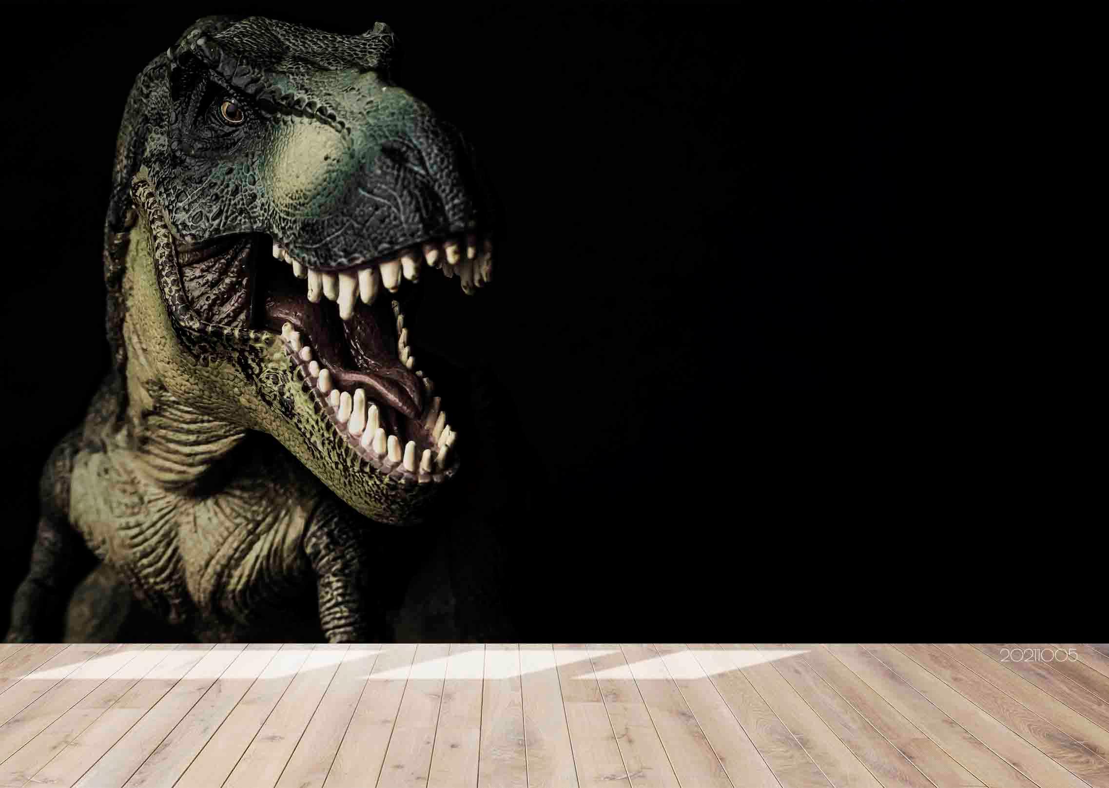 3D Animal Dinosaur Black Wall Mural Wallpaper LQH 613- Jess Art Decoration