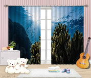 3D Blue Sea Coral Scenery Curtains and Drapes LQH 10- Jess Art Decoration