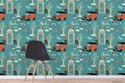 3D Cartoon Red Car Vehicle Door Tree Plant Pattern Wall Mural Wallpaper LXL- Jess Art Decoration