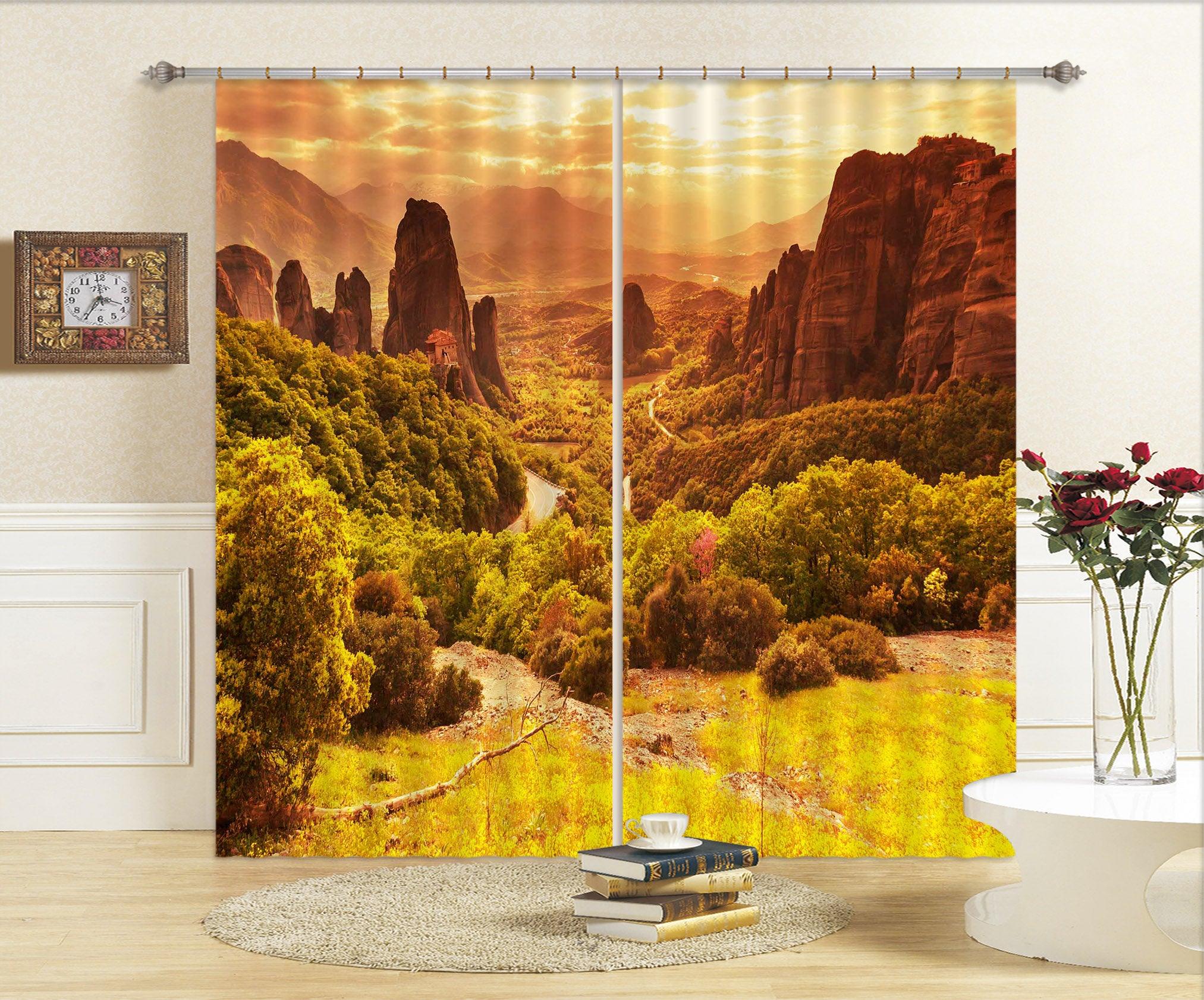 3D Landscape Mountains Forest Curtains and Drapes SF35- Jess Art Decoration