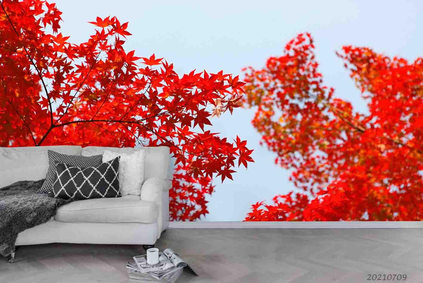 3D Red Maple Wall Mural Wallpaper SWW3897- Jess Art Decoration