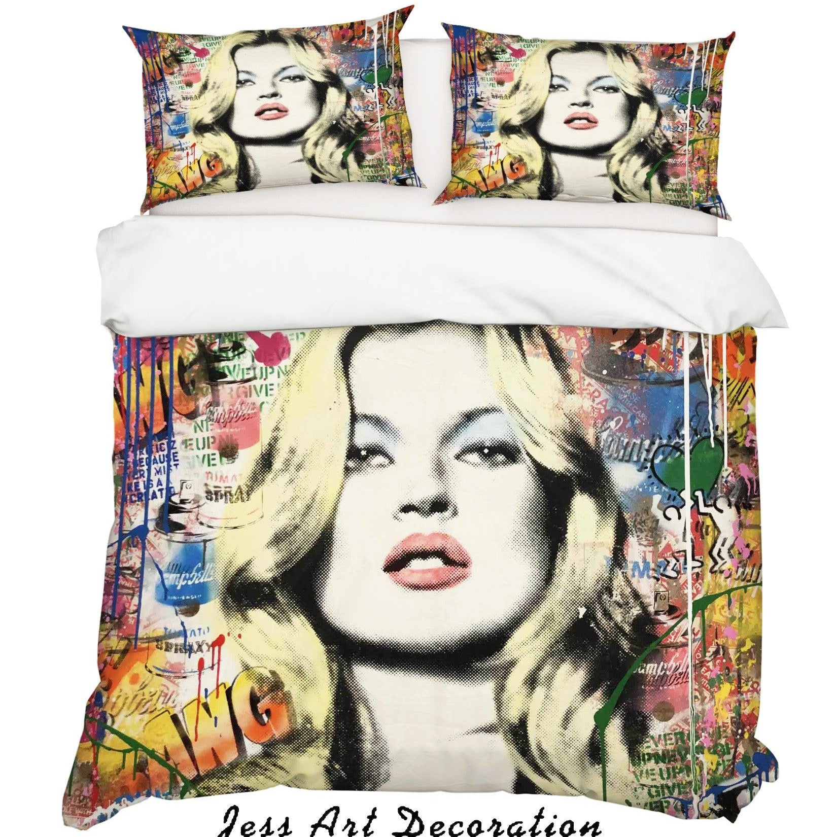 3D  Kate Moss Graceful Colorized Quilt Cover Set Bedding Set Duvet Cover Pillowcases  ZY D92- Jess Art Decoration