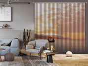 3D River Boat Mountain Golden Sky Cloud View Curtains and Drapes GD 892- Jess Art Decoration