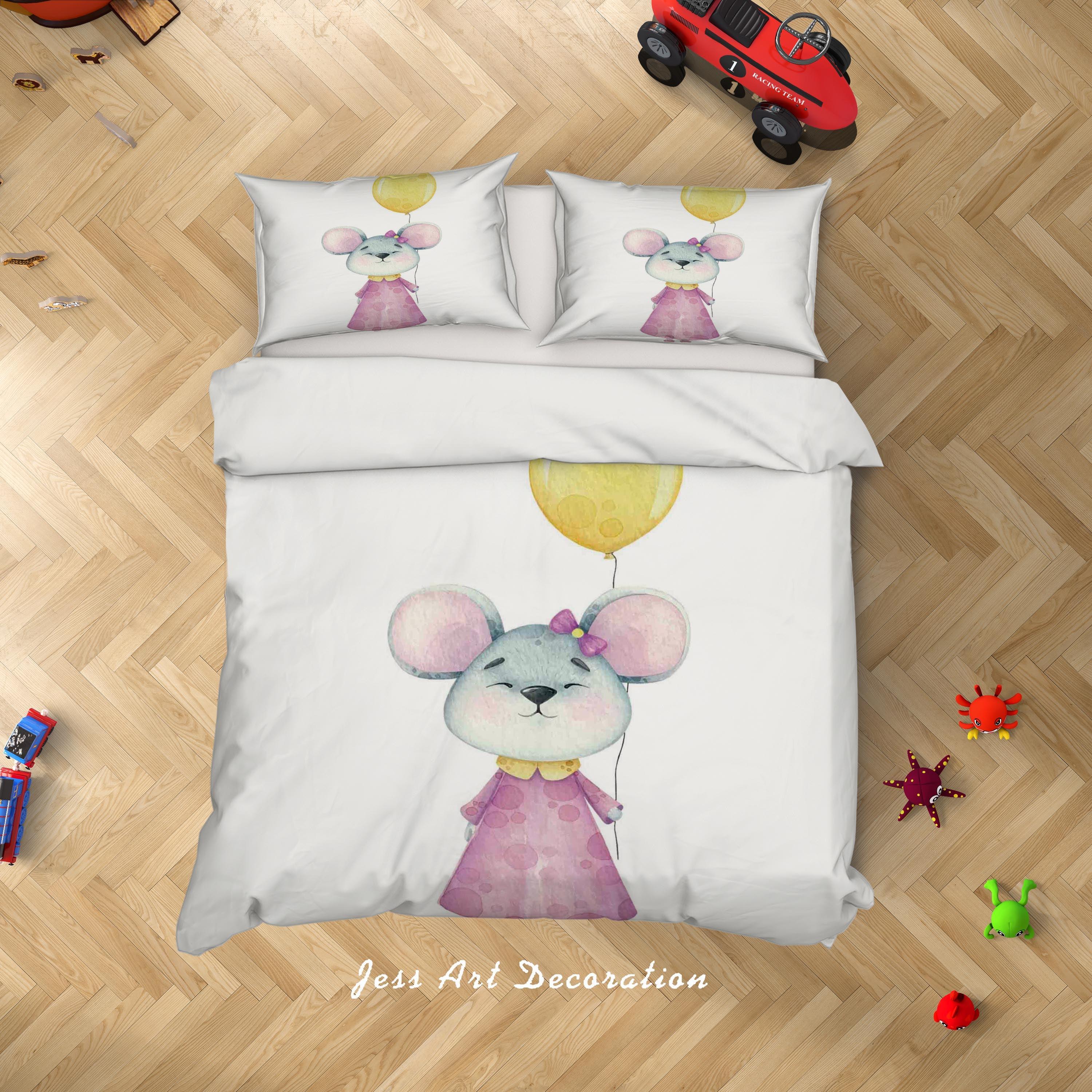 3D White Mouse Balloon Quilt Cover Set Bedding Set Duvet Cover Pillowcases SF19- Jess Art Decoration