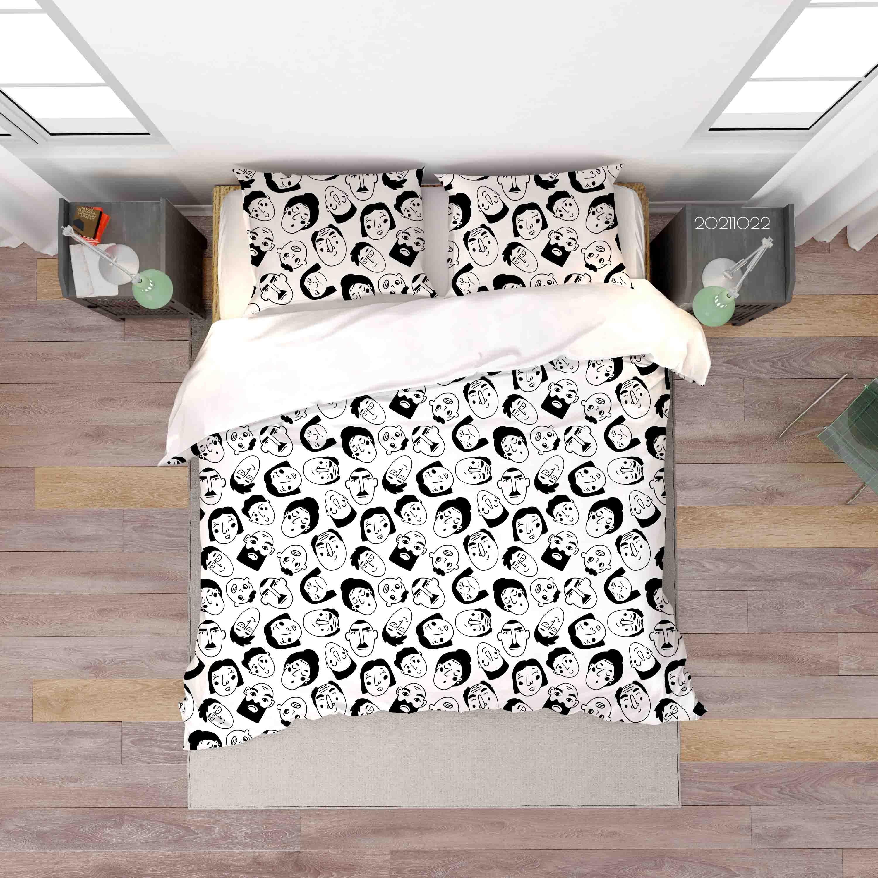 3D Abstract Human Face Art Graffiti Quilt Cover Set Bedding Set Duvet Cover Pillowcases 26- Jess Art Decoration