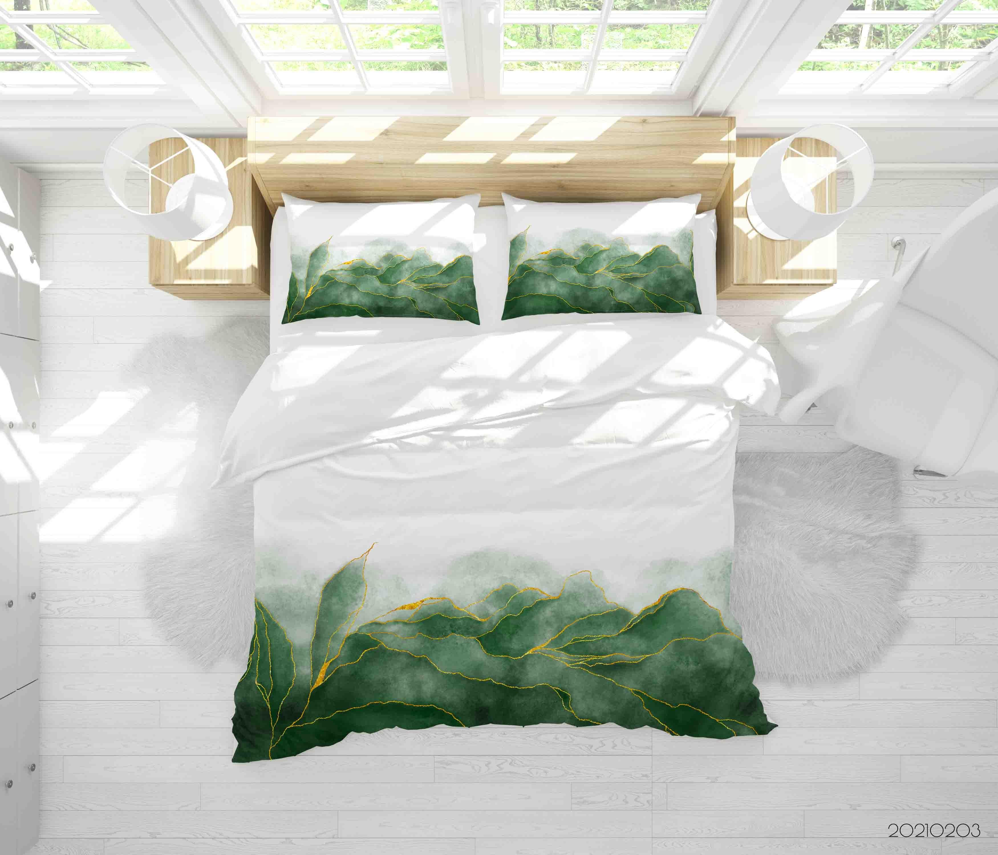 3D Abstract Green Marble Texture Quilt Cover Set Bedding Set Duvet Cover Pillowcases 61- Jess Art Decoration