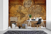 3D Retro World Map Wall Mural Wallpaper LQH 8- Jess Art Decoration